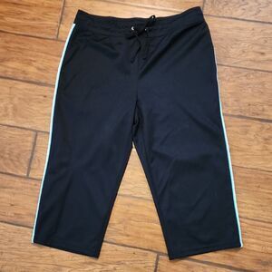 Puresilver Black and Teal Activewear Track Pants Womens Large